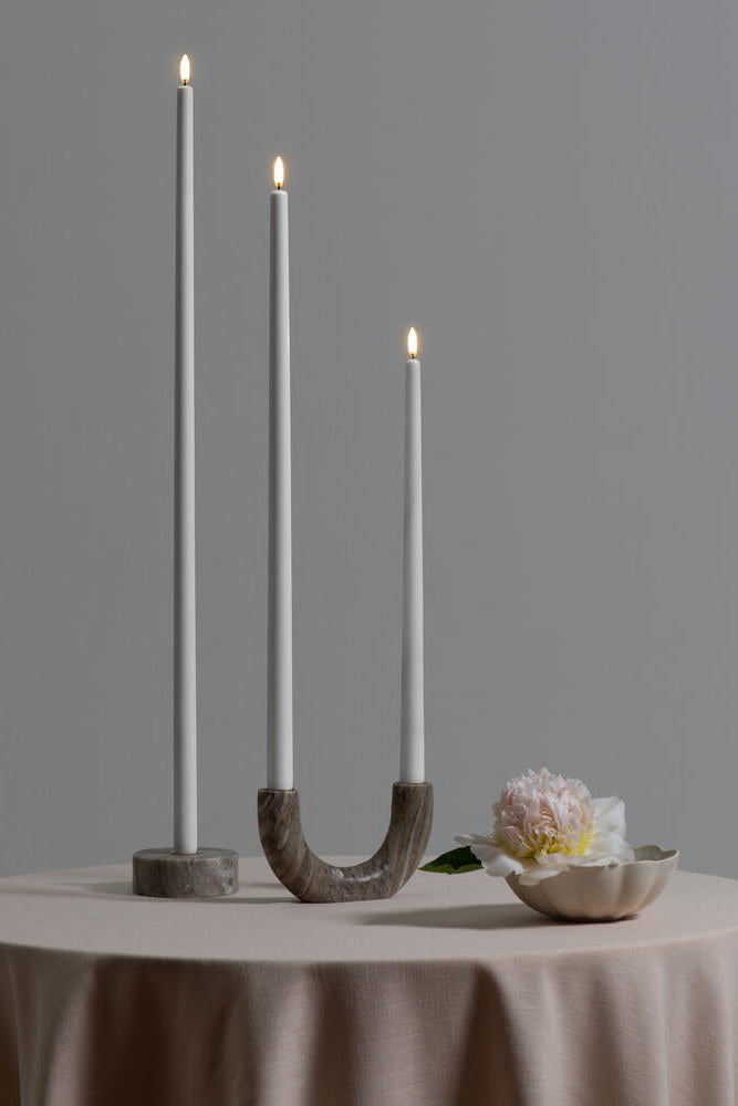 LED kronelys, Nordic White Smooth - H40 cm